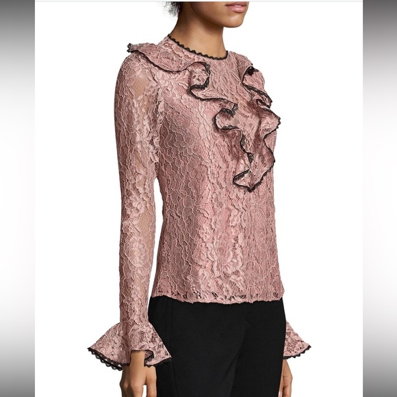 ALEXIS Lace Ruffle Top - Pink - Picture 10 of 11